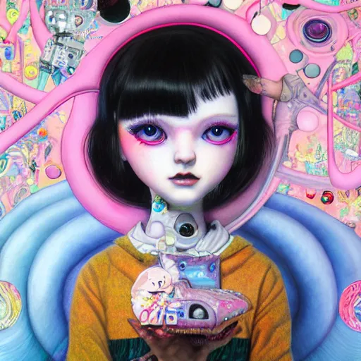 Prompt: Glitchpunk girl, painting by Mark Ryden and Artgerm and Margaret Keane and Yoshitomo Nara and Hikari Shimoda, detailed, 4K HD, trending on artstation