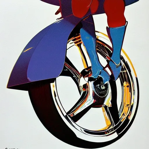 Prompt: car unicycle, painted by syd mead, high quality