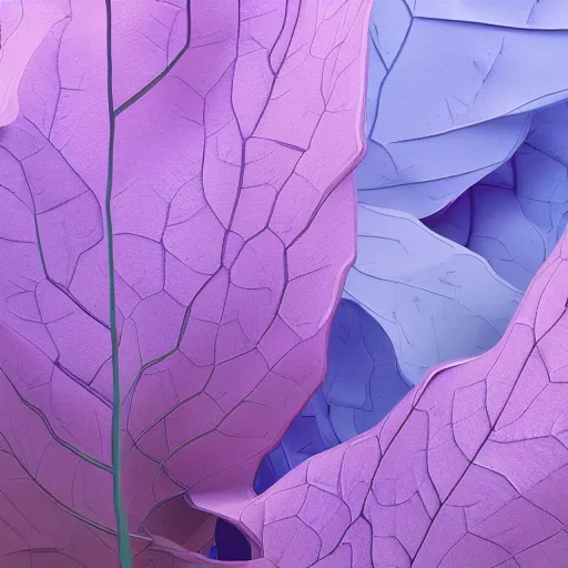 Image similar to a purple and blue sterlizia with lots of leaves, a computer rendering by jonathan zawada, pelton, featured on polycount, computer art, rendered in cinema 4 d, octane render, rendered in maya