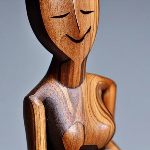 Image similar to wooden woman figurine, curvy, artistic, hand carved, lovely, beautiful