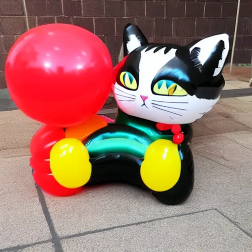 Prompt: balloon cat, inflatable cat, rubber cat, latex cat, vinyl cat, plastic cat, elastic cat