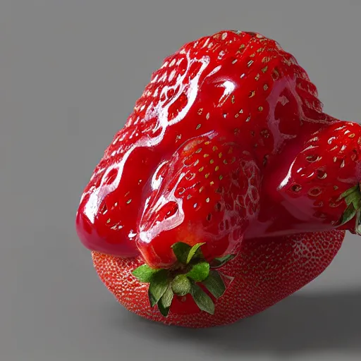 Image similar to corgi with strawberry skin, in strawberry jam : ornate, dynamic, particulate, intricate, elegant, highly detailed, centered, artstation, smooth, sharp focus, octane render