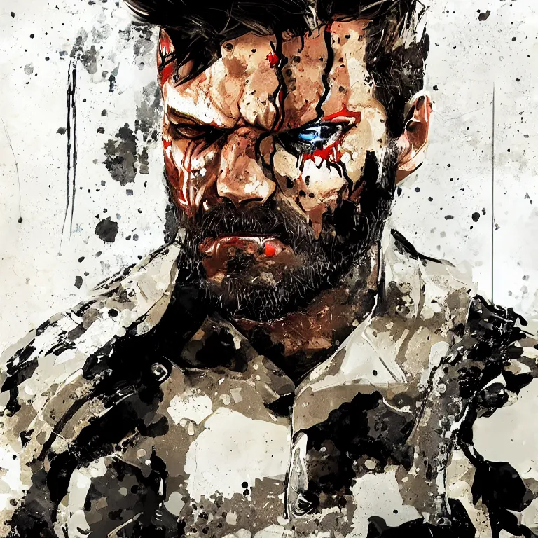 Image similar to Portrait of Venom Snake by Derek Gores, Trending on ArtStation