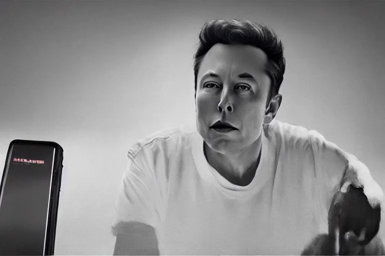 Image similar to hyperrealism aesthetic ridley scott and denis villeneuve style fashion photography of a detailed hyperrealism elon musk, siting on a detailed hyperrealism toilet and scrolling his detailed smartphone in hyperrealism scene from detailed art house movie in style of alejandro jodorowsky and wes anderson