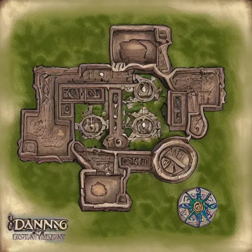 Prompt: dnd castle map layout, digital art