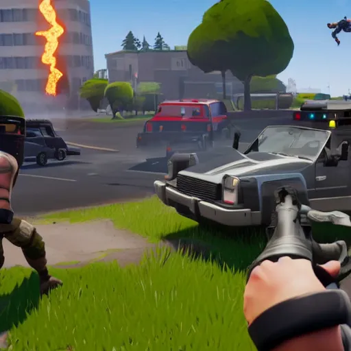 Prompt: 911 terror attack in Fortnite, 4k