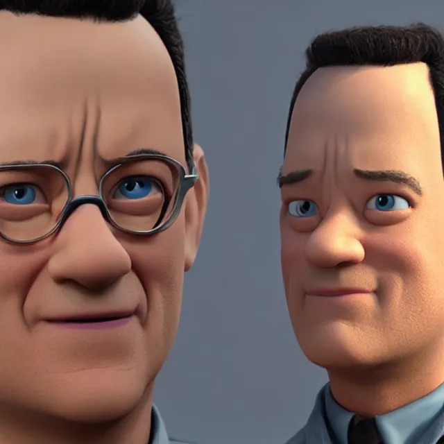 Prompt: tom hanks as a pixar disney character from up 2 0 0 9 unreal engine octane render 3 d render photorealistic