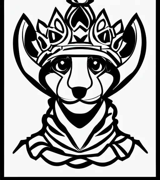 Image similar to expressive stylized master furry artist digital line art drawing full body portrait character study of the anthro male anthropomorphic otter fursona animal person wearing crown and cape royal western king regal intricate ornate