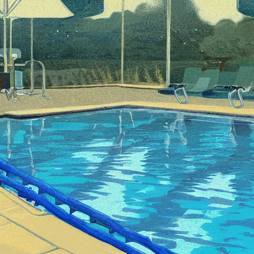 Image similar to swimming pool, digital painting by kevin gnutzmans