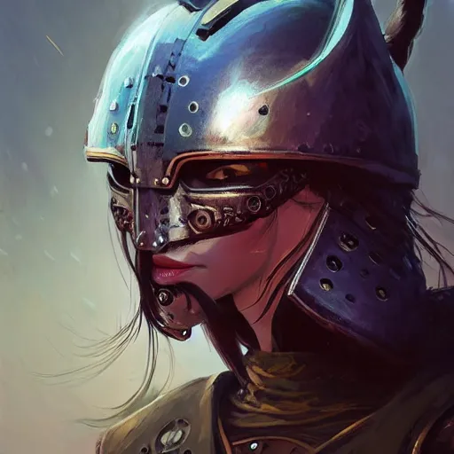 Image similar to cyberpunk viking helmet mask warrior goddess robot ninja fantasy, art gta 5 cover, official fanart behance hd artstation by jesper ejsing, by rhads, makoto shinkai and lois van baarle, ilya kuvshinov, ossdraws