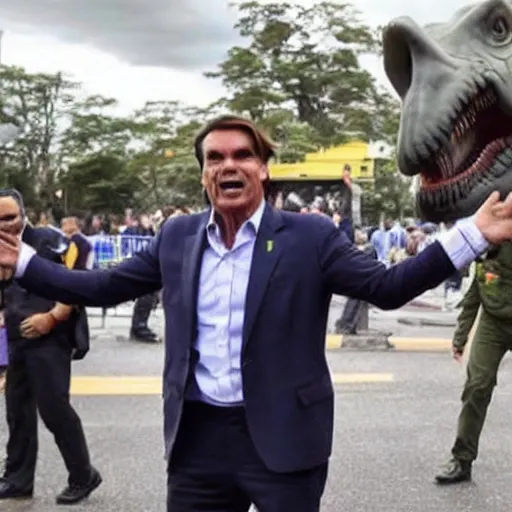 Image similar to Jair Bolsonaro as a dinosaur