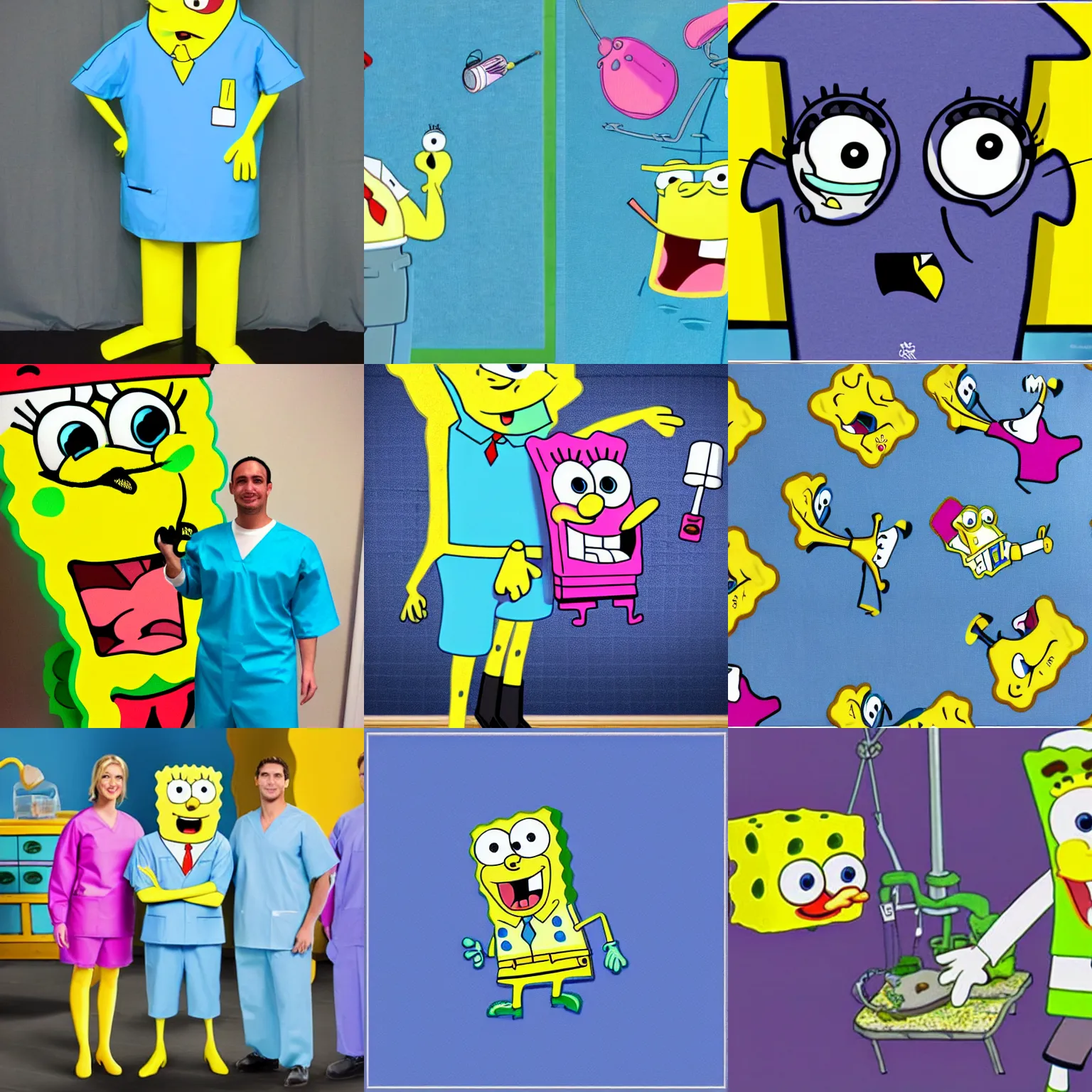 Prompt: SpongeBob SquarePants wearing surgical scrubs