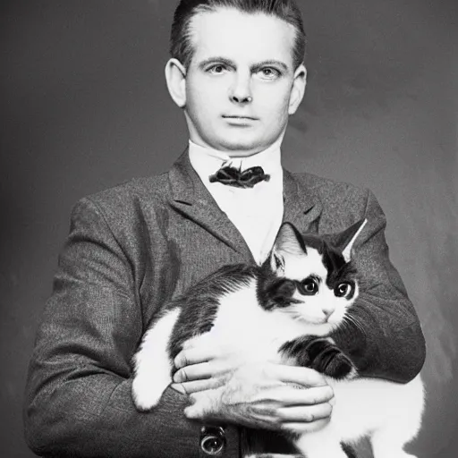 Image similar to John Cooper holding a kitty, photo