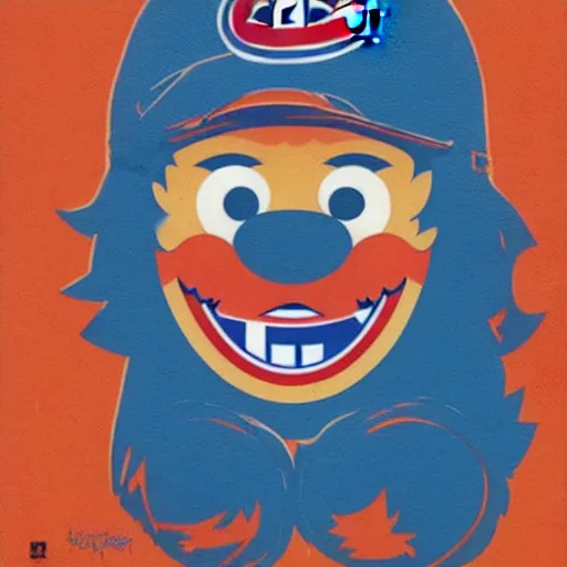 Prompt: Montreal Canadiens Mascot Youppi Habs Profile Picture by Sachin Teng, asymmetrical, Organic Painting , Matte Painting, geometric shapes, hard edges, graffiti, street art,:2 by Sachin Teng:4