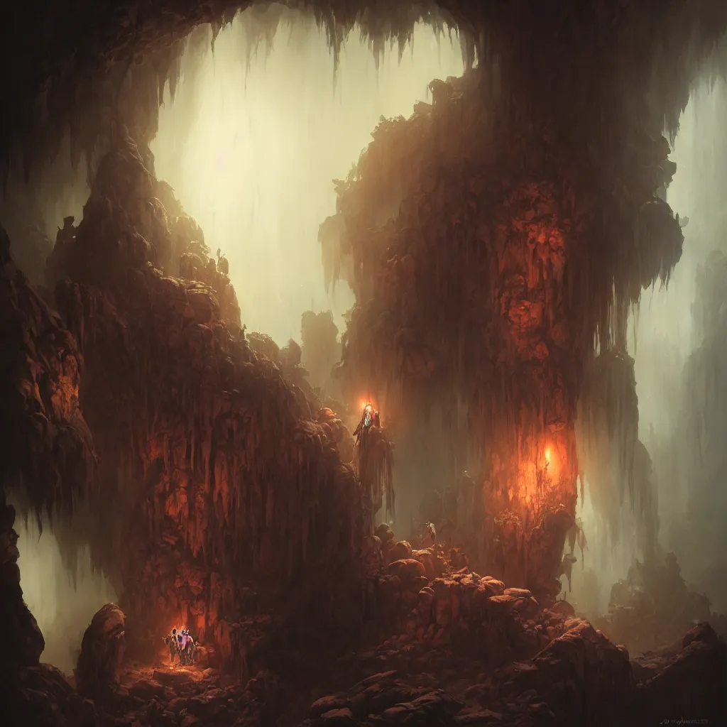 Image similar to portrait of the unseen elder vampire in a cave, dark atmosphere, subsurface scattering, by jesper ejsing, justin gerard, tomasz alen kopera, cgsociety and fenghua zhong, highly detailed, rim light, cinematic lighting, illustration, art, octane render, very coherent, cinematic, hyper realism, high detail, octane render, 8 k