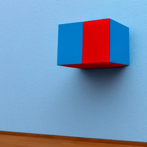 Prompt: Red cube on a blue cube