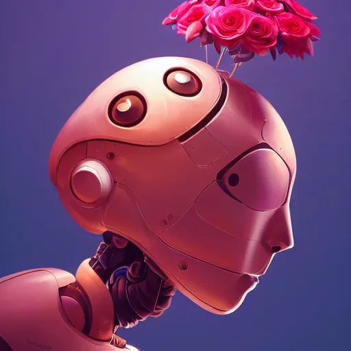 Prompt: a robot head with flowers coming out of the top, minimalist, behance hd by jesper ejsing, by rhads, makoto shinkai and lois van baarle, ilya kuvshinov, rossdraws global illumination