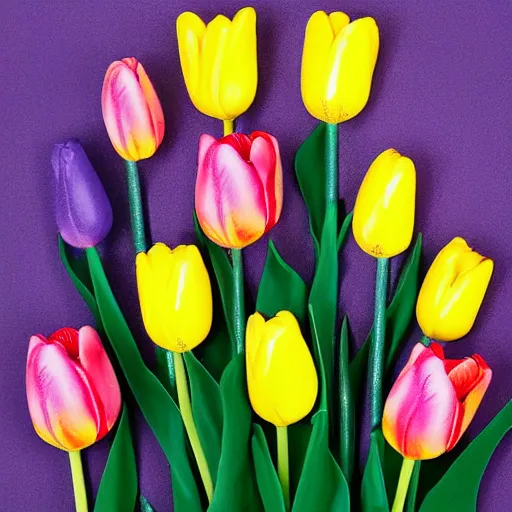 Image similar to marble art colorful tulips