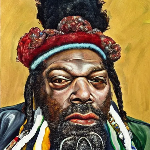 Prompt: high quality high detail painting by lucian freud, hd, portrait of george clinton, parliament - funkadelic