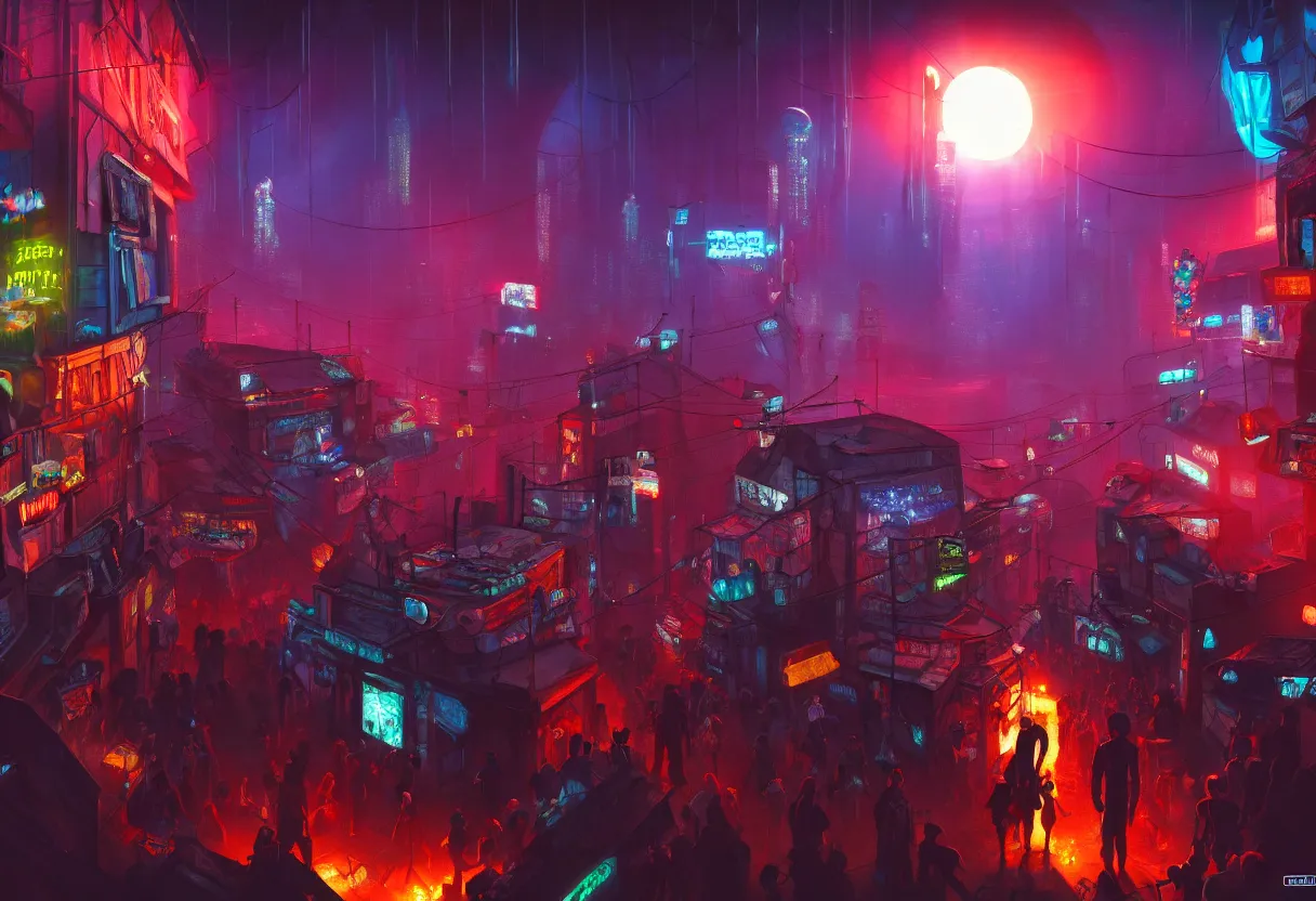 Image similar to a party in monmatre while a scifi and cyberpunk paris is melting down, art noveau, 4 k, high quality, sharp focus, ultra high definition, ultra detailed