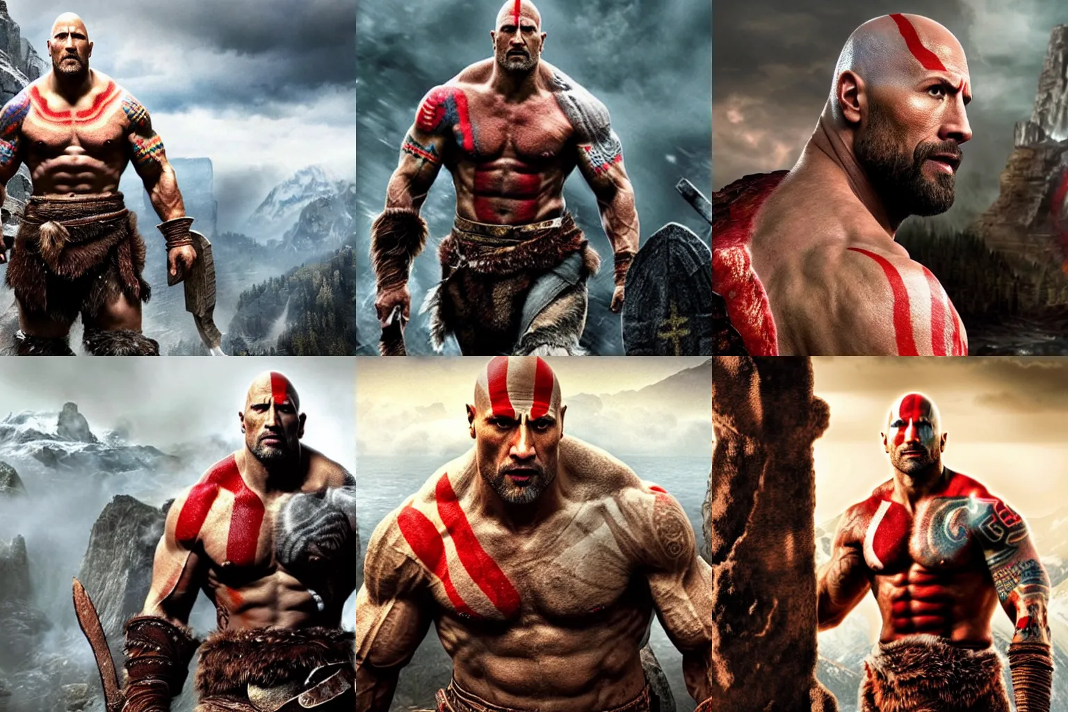 Image similar to Dwayne Johnson as God of war