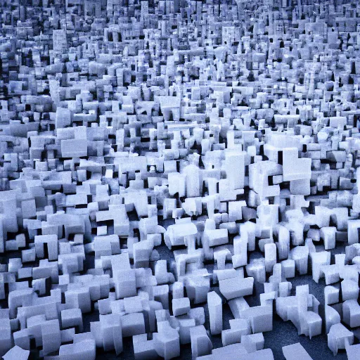 Prompt: A bird's-eye view of the city made of white mushrooms, unreal engine, HD, photo