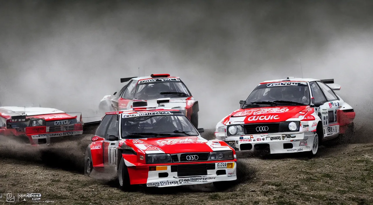 Prompt: epic audi quattro s1 rally race, high definition, high detail, art, cinematic,