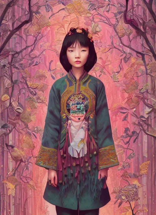 Image similar to beautiful yunnan girl : : by martine johanna and simon stalenhag and chie yoshii and casey weldon and wlop : : ornate, dynamic, particulate, rich colors, intricate, elegant, highly detailed, centered, artstation, smooth, sharp focus, octane render, 3 d