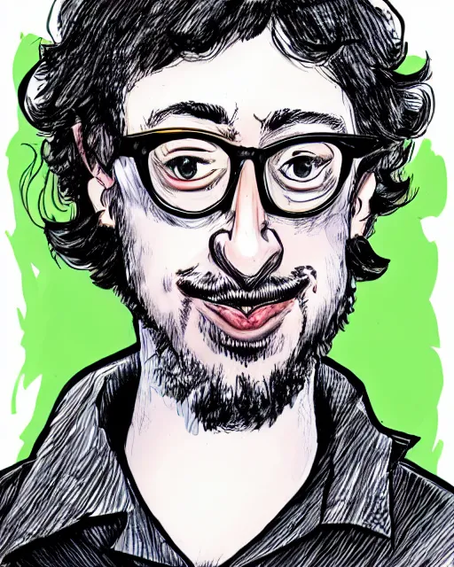 Prompt: a detailed caricature of Sam Hyde