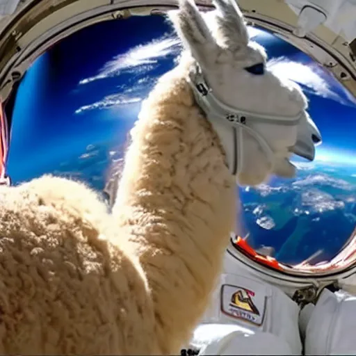 Prompt: A full-length llama in an astronaut helmet is flying in space, 4k super detail