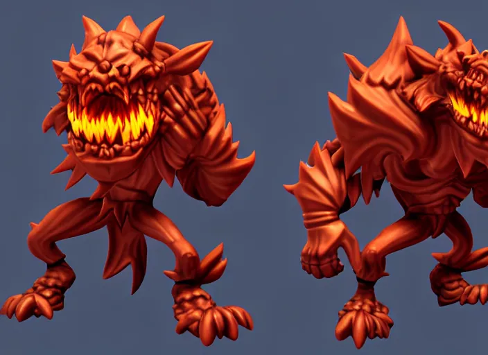 Image similar to raging oni squashling head, stylized stl, 3 d render, activision blizzard style, hearthstone style, darksiders art style