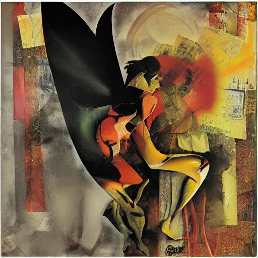 Image similar to tango, collage and oil on canvas by dave mckean