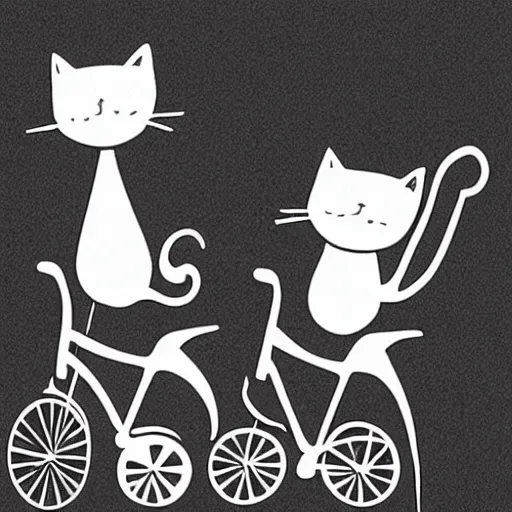 Image similar to cats riding bicycles, black and white, cartoon style, highly detailed, grainy