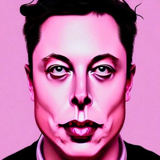 Prompt: Portrait of a hybrid of Elon Musk and pink wojak, intricate, elegant, highly detailed, digital painting, artstation, concept art, matte, sharp focus, illustration