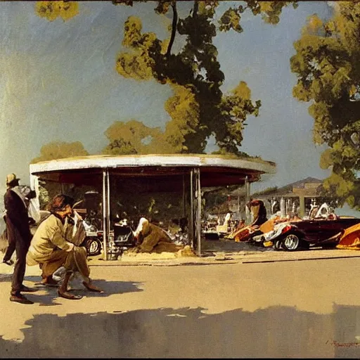 Image similar to a car show, by mead schaeffer and jean - honore fragonard