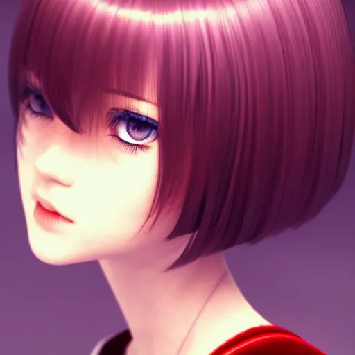 Image similar to cute girl, short silky hair, velvet, film, occlusion shadow, specular reflection, rim light, unreal engine, artstation, pinterest, art by hiroaki samura, range murata and ilya kuvshinov, intricate, highly detailed 8 k, art deco illustration, realistic, extremely beautiful shape of face, neck, shoulders eyes