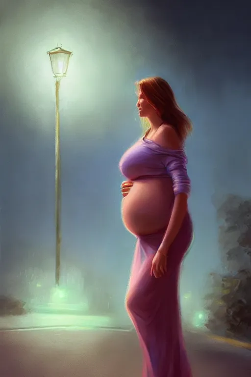 Image similar to pregnant woman under street light by Mandy Jurgens