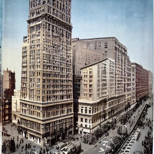 Prompt: This Kind Of Smart, Walkable, Mixed-use Urbanism Is Illegal To Build In Most American Cities, 1910s architecture, new york city, victorian architecture, tall buildings, amazing photograph, award winning, national geographic, cover of magazine, highly detailed, photorealistic