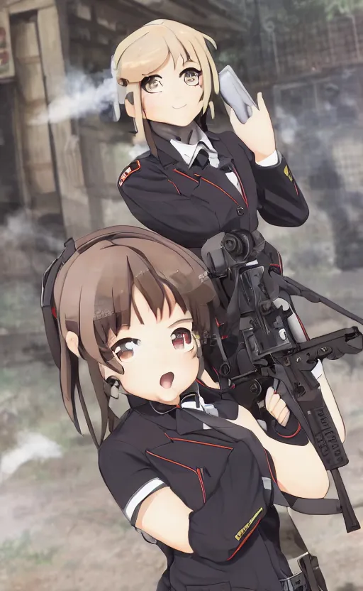 Prompt: toy, school uniform, portrait of the action figure of a girl, girls frontline style, anime figure, dirt and smoke background, flight squadron insignia, realistic military gear, 70mm lens, round elements, photo taken by professional photographer, character design by shibafu, trending on facebook, symbology, anime character anatomy, 4k resolution, matte, empty hands, realistic military carrier, forest