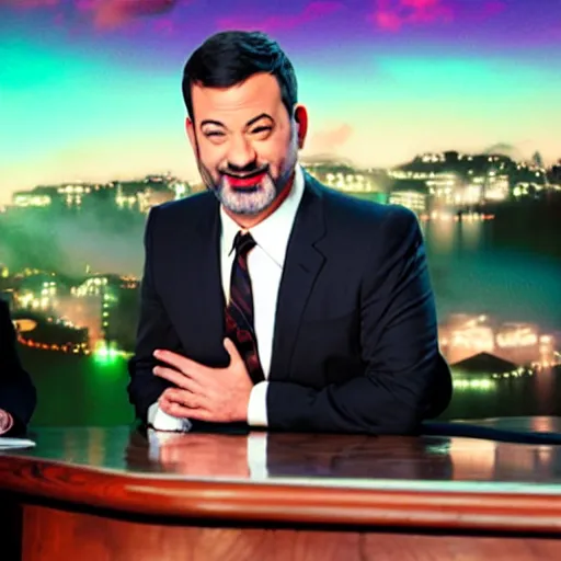 Image similar to Jimmy Kimmel interviewing Green Goblin, tv show, television