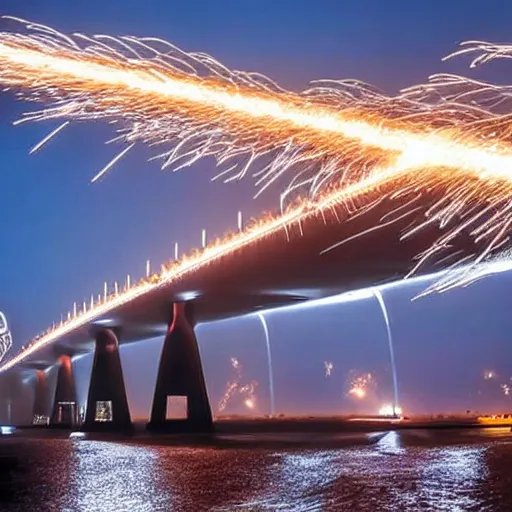 Prompt: Crimean Bridge exploding