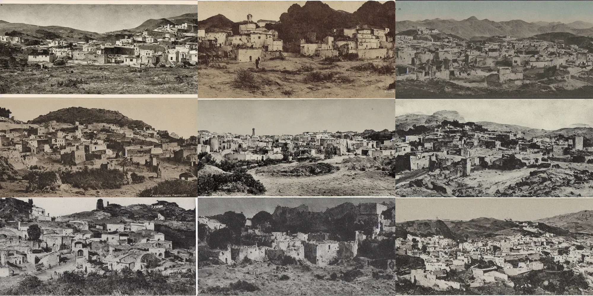 Prompt: high - quality photograph of a french settlement in algeria, photocrom print, postcard, 1 9 0 9.