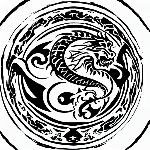 Image similar to logo of a dragon and a wizard