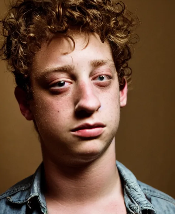 Image similar to portrait of jeremy allen white photographed by nan goldin