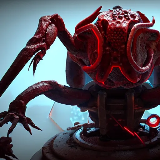 Image similar to the headcrab from half-life 2 controlling a medieval dragon, (octane render), !!unreal engine!!, 3D, award-winning