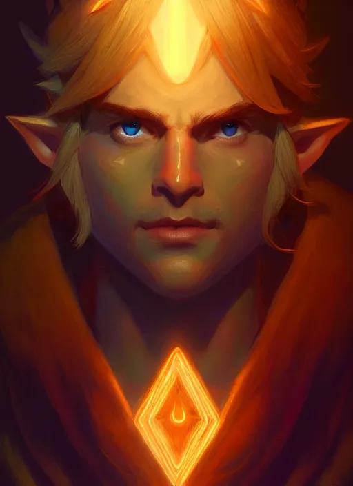 Image similar to portrait of link from the legend of zelda, intricate, elegant, glowing lights, highly detailed, digital painting, artstation, concept art, sharp focus, illustration, art by wlop, mars ravelo and greg rutkowski