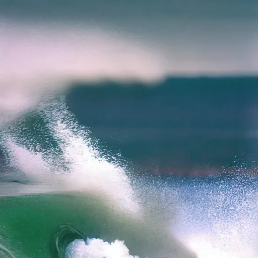 Prompt: a T-34 emerging from Ocean waves, hyperrealistic, Nature photography