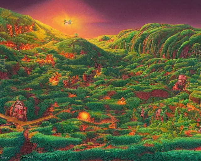 Prompt: Candyland, landscape, highly detailed, painting, in the style of Ted Nasmith