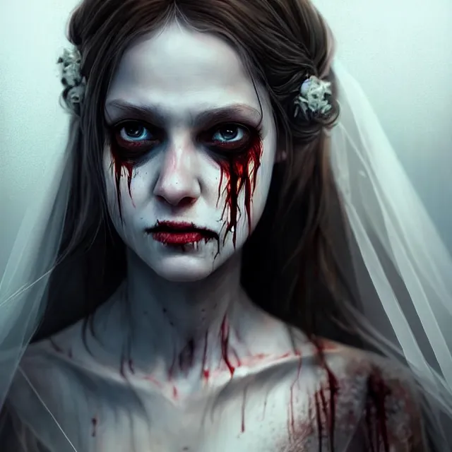 Image similar to epic professional digital art clothed portrait of🧟‍♀️👰‍♀️👰‍♀️👰‍♀️🥰,best on artstation, cgsociety, wlop, Behance, pixiv, astonishing, impressive, outstanding, epic, cinematic, stunning, gorgeous, concept artwork, much detail, much wow, masterpiece.