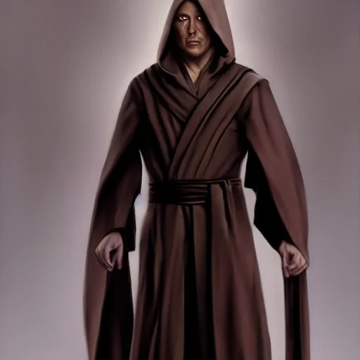 Prompt: elon musk jedi master in brown robe, style of Raymond Swanland, cinematic, artstation